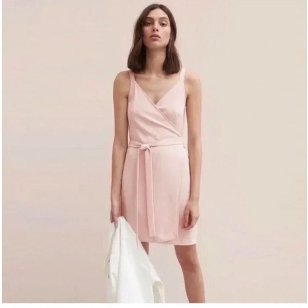 Everlane The Japanese GoWeave Tank Mini Wrap Dress Blush Pink 2